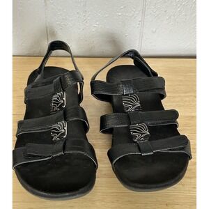 VIONIC Womens 8.5 Amber Black‎ Crocodile Leather Orthopedic Sandals Comfort Shoe
